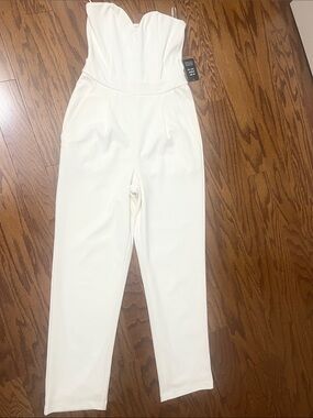 Express Strapless Ecru Jumpsuit, size 0, NWT